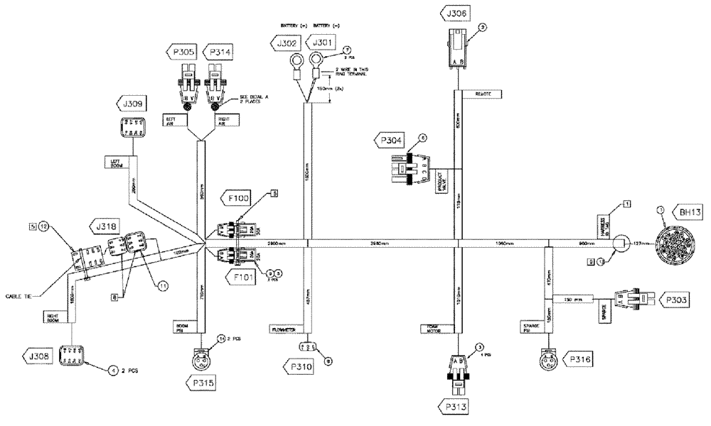 Схема запчастей Case IH SPX3310 - (12-026) - HARNESS PRODUCT CONTROL (06) - ELECTRICAL