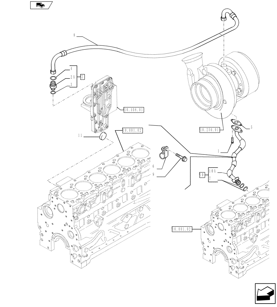 Схема запчастей Case IH F4DFE613F A002 - (10.304.05) - PIPING - ENGINE OIL (2855470) (10) - ENGINE