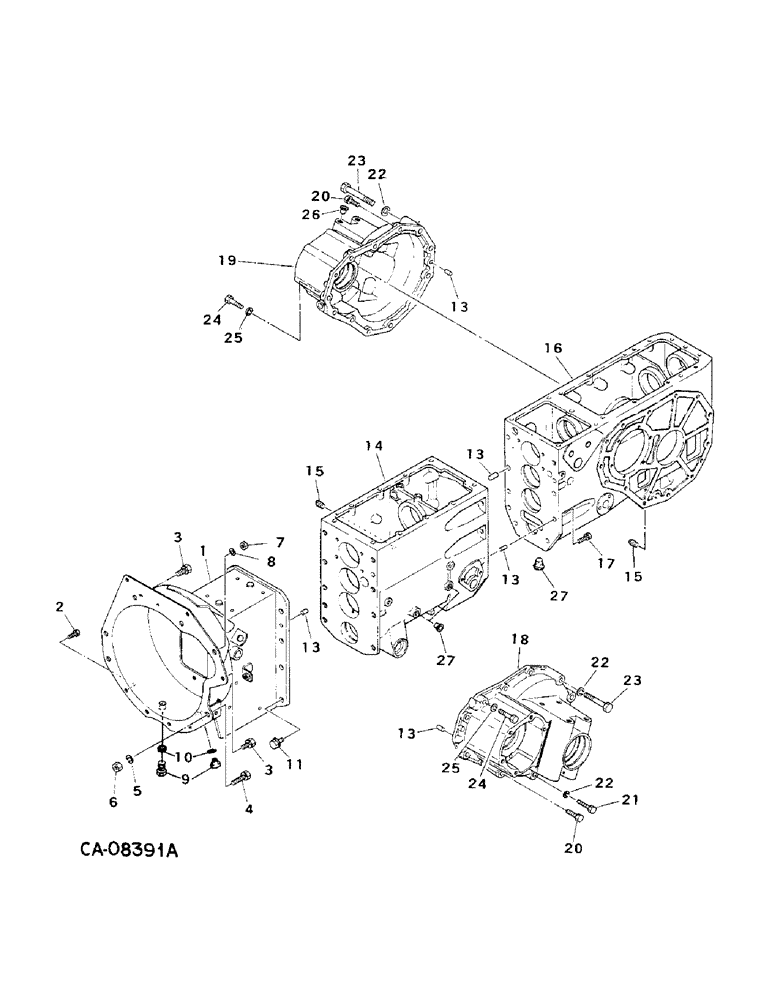Схема запчастей Case IH 254 - (07-32) - DRIVE TRAIN, CLUTCH, TRANSMISSION, DIFFERENTIAL AND REAR AXLE HOUSINGS, 244 AND 254 (04) - Drive Train