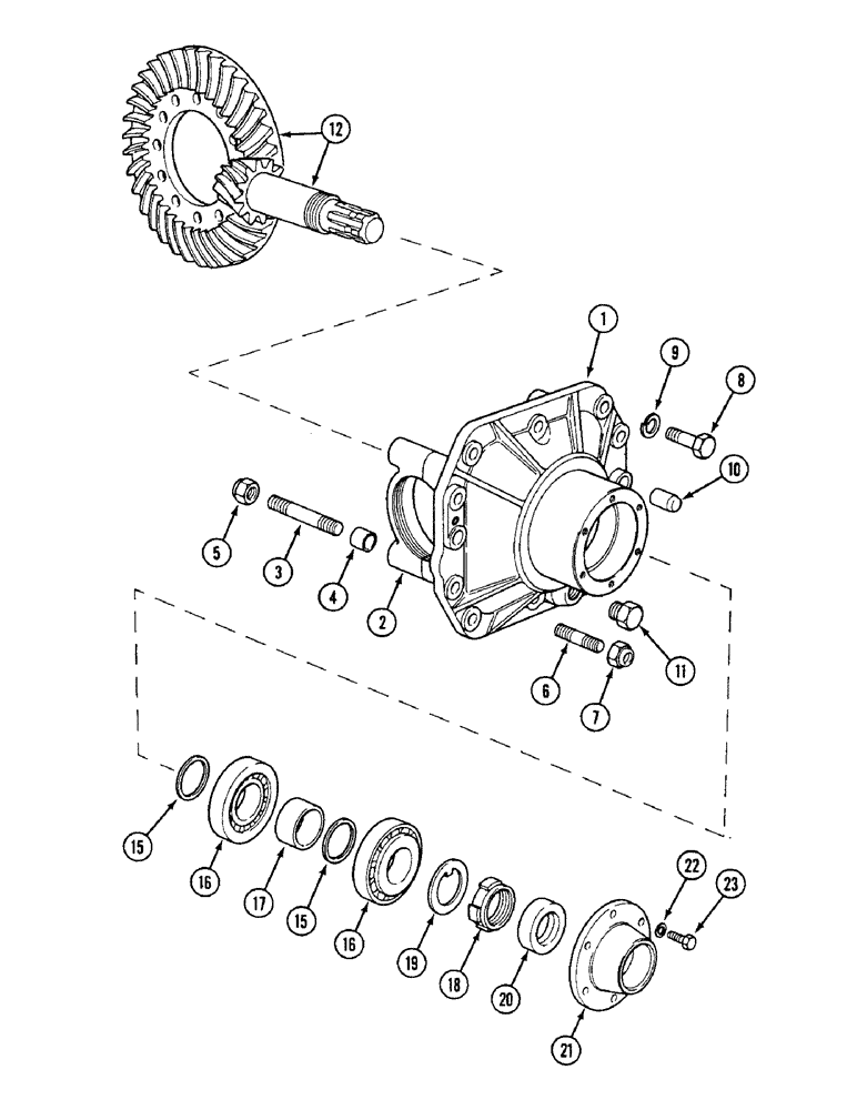 Схема запчастей Case IH 1594 - (5-142) - FRONT AXLE DIFFERENTIAL HOUSING, MFD TRACTORS, P.I.N. 11221501 AND AFTER (05) - STEERING