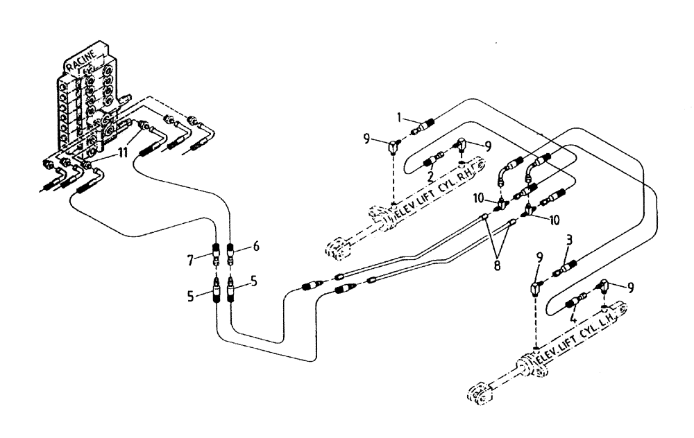 Схема запчастей Case IH 7700 - (B06-05A) - HYDRAULIC CIRCUIT (ELEVATOR LIFT), SERIAL #7908 AND ONWARDS Hydraulic Components & Circuits