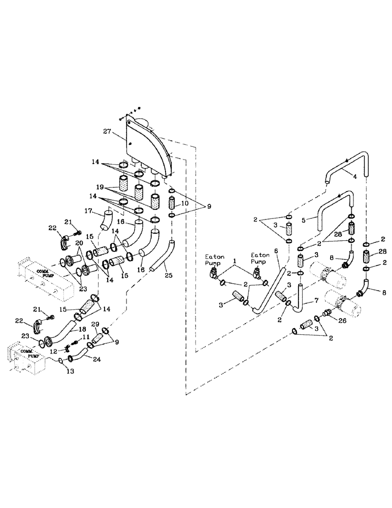 Схема запчастей Case IH 7700 - (B06-04) - HYDRAULIC SUCTION LINES, COMMERCIAL, 108/6CT/3306-250 Hydraulic Components & Circuits