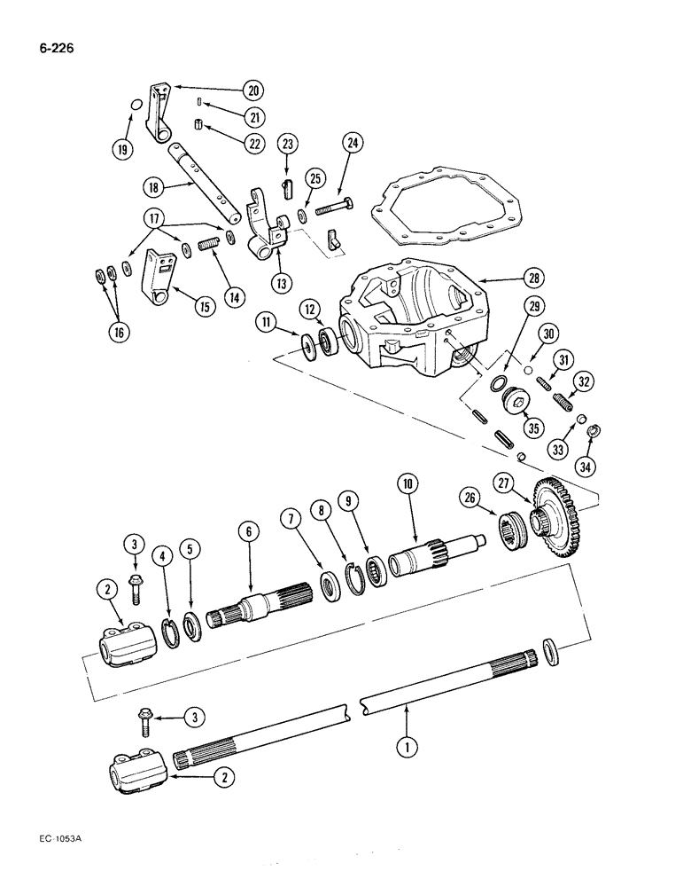 Схема запчастей Case IH 385 - (6-226) - TRANSFER GEARBOX, 4 WHEEL DRIVE, MFD AXLE APL-330, TRACTORS P.I.N. 18001 AND AFTER (06) - POWER TRAIN
