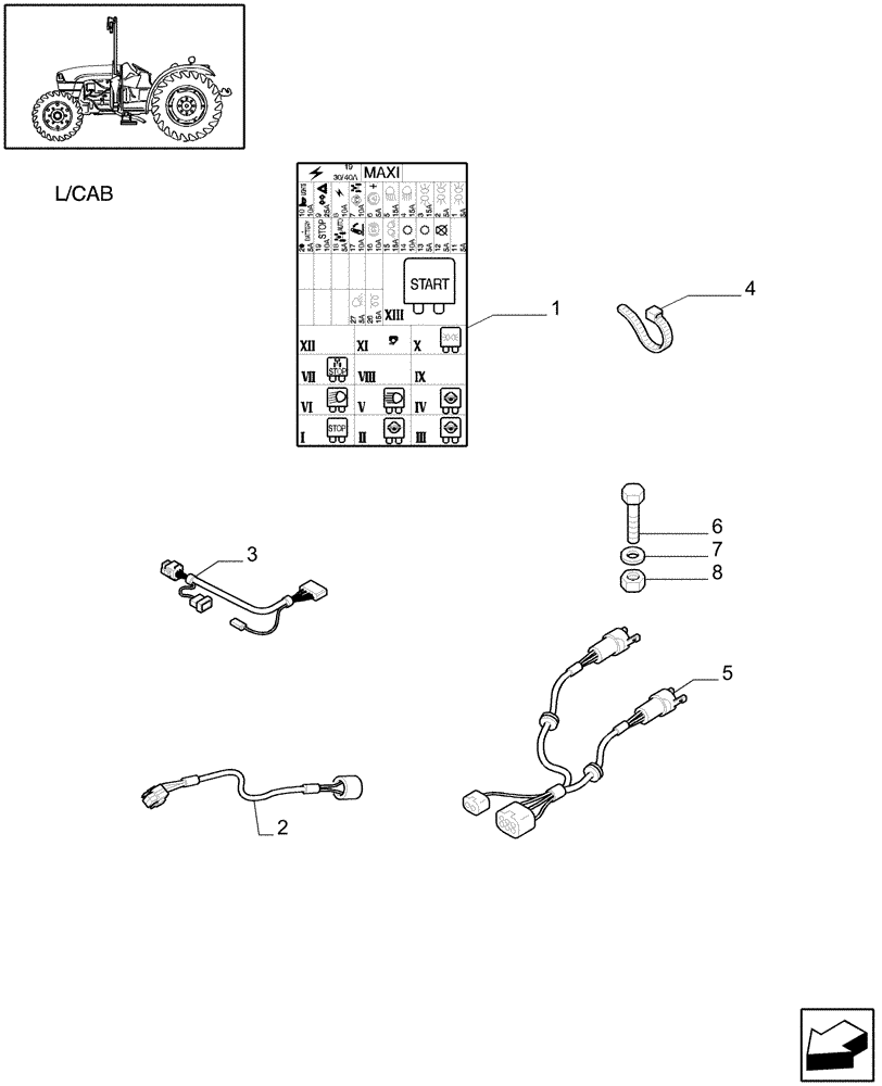Схема запчастей Case IH JX1075C - (1.75.4/04) - (VAR.007) NA PACKAGE- CABLES (06) - ELECTRICAL SYSTEMS