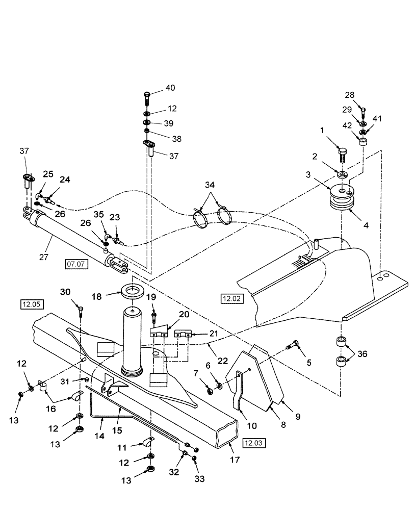 Схема запчастей Case IH SCX100 - (12.04) - FRAME, CENTER (12) - MAIN FRAME