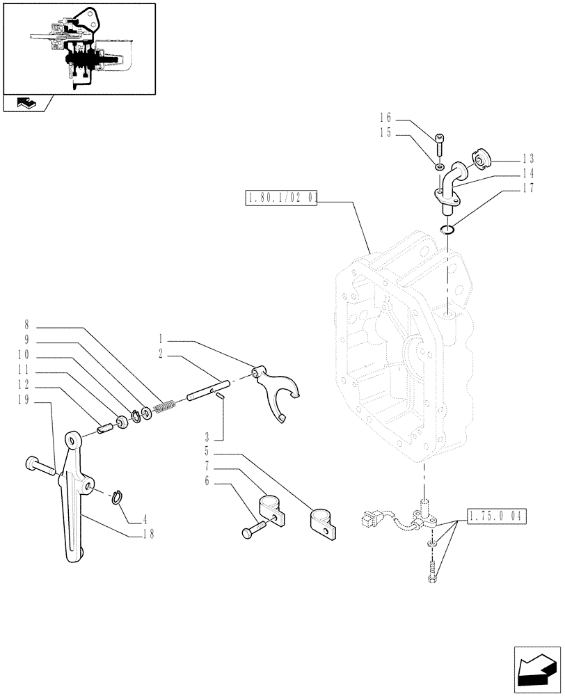 Схема запчастей Case IH MAXXUM 110 - (1.80.1/02[03]) - POWER TAKE-OFF 540/1000 WITH REVERSABLE SHAFT - CONTROLS (VAR.330800) (07) - HYDRAULIC SYSTEM