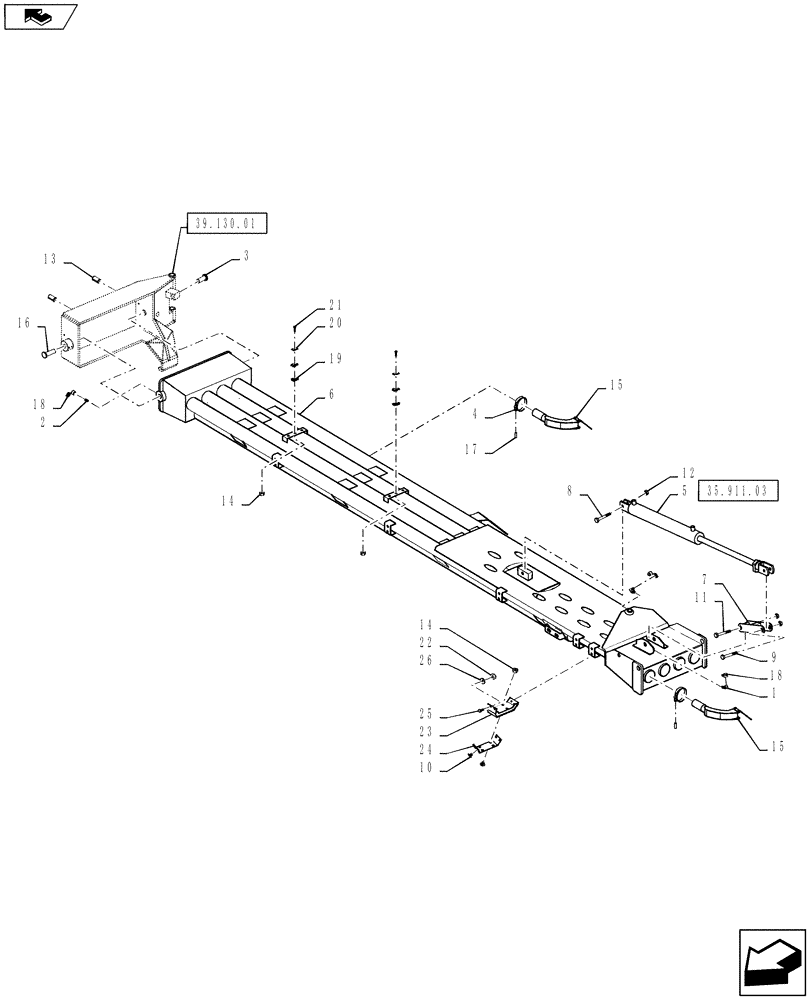 Схема запчастей Case IH 810 - (39.130.12) - 60 BOOM, LH, INNER, 3" TUBES (39) - FRAMES AND BALLASTING