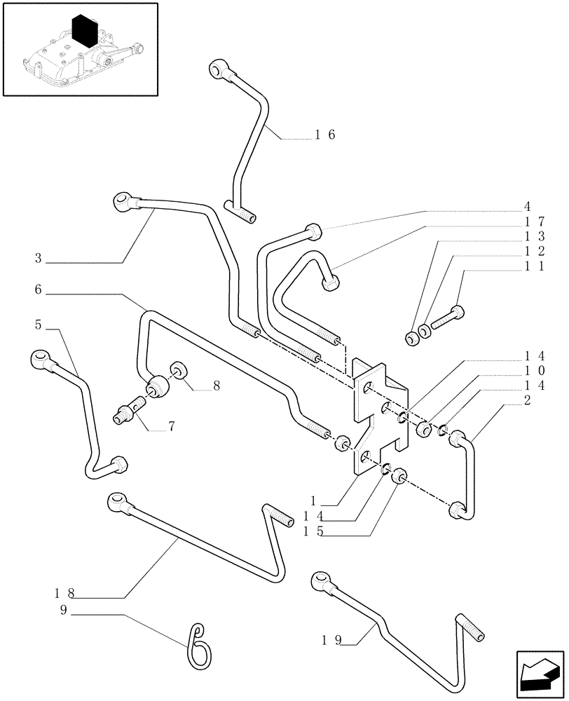 Схема запчастей Case IH JX95 - (1.82.7/04) - (VAR.003-306) MID-MOUNT VALVES HYDRAULIC CONNECTION (07) - HYDRAULIC SYSTEM