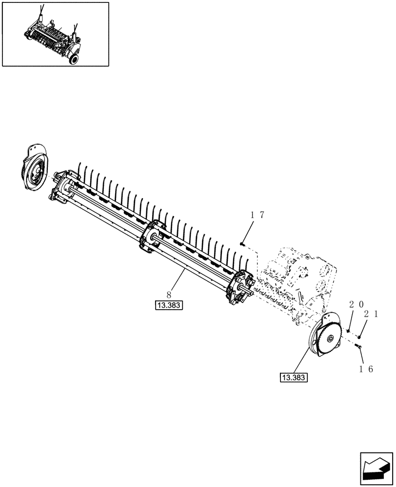 Схема запчастей Case IH RB464 - (13.390) - 1.8M WIDE PICKUP, REEL KIT (13) - FEEDER
