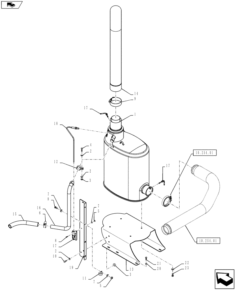 Схема запчастей Case IH TITAN 3530 - (10.254.02) - MUFFLER (10) - ENGINE