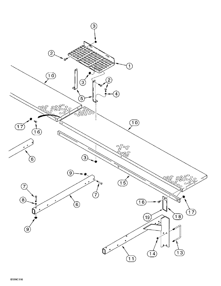 Схема запчастей Case IH 955 - (9C-14) - CENTER FRAME PLATFORM AND STEP, 12/23 SOLID ROW CROP - FRONT FOLD (09) - CHASSIS/ATTACHMENTS