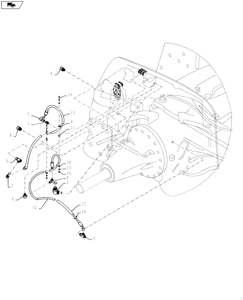 Схема запчастей Case IH STEIGER 600 - (33.220.08) - TRAILER BRAKES - HYDRAULIC LAYOUT - WHEELED (33) - BRAKES & CONTROLS