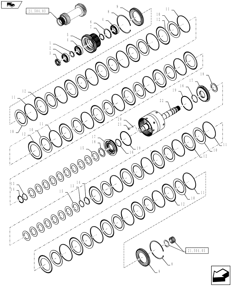 Схема запчастей Case IH PUMA 145 - (21.504.04) - TRANSMISSION - TRANSMISSION CLUTCH (21) - TRANSMISSION