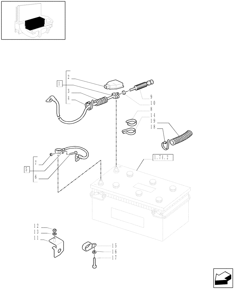 Схема запчастей Case IH MXU115 - (1.75.3) - BATTERY, CABLES (06) - ELECTRICAL SYSTEMS
