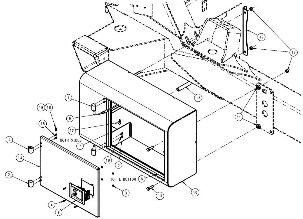 Схема запчастей Case IH SPX4410 - (11-055) - STORAGE BOX GROUP, RH Options
