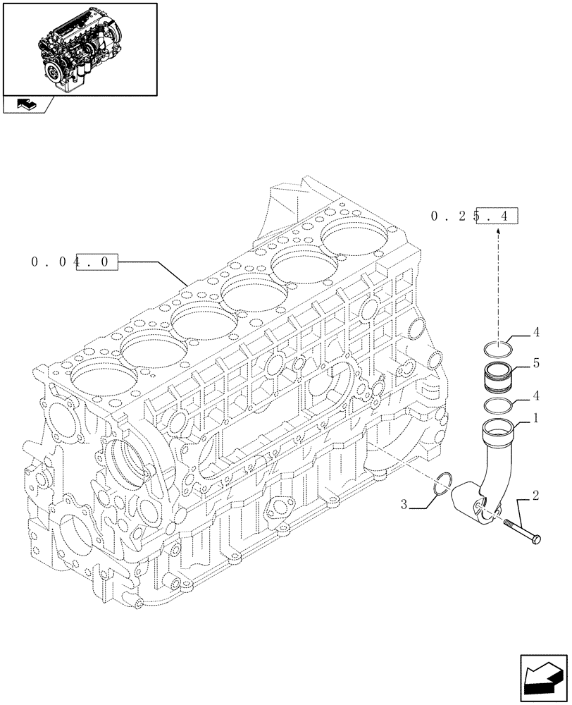 Схема запчастей Case IH F3CE0684E E004 - (0.25.8) - RETURN OIL LINE - TURBOCOMPOUND (504220952) 