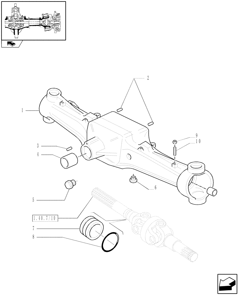 Схема запчастей Case IH PUMA 125 - (1.40. 7/01) - (CL.3) FRONT AXLE W/MULTI-PLATE DIFF. LOCK AND STEERING SENSOR - BOX (VAR.330409) (04) - FRONT AXLE & STEERING