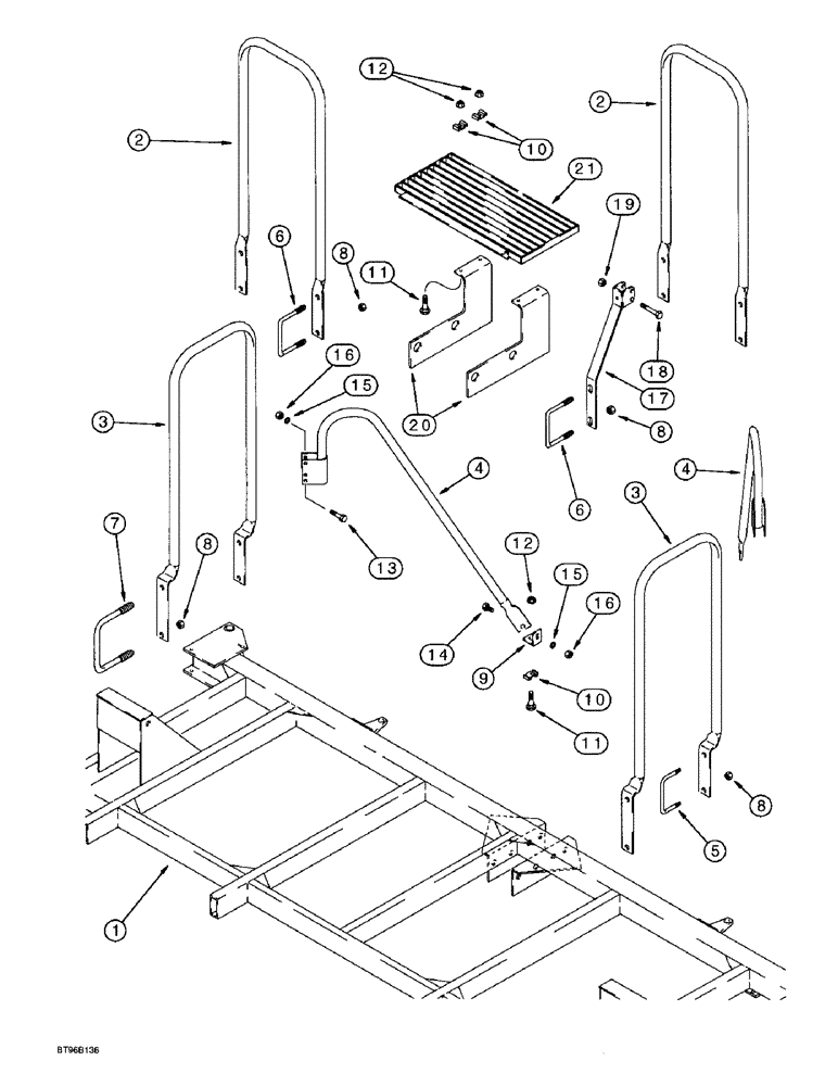 Схема запчастей Case IH 955 - (9F-046) - WALKWAY HANDRAILS AND STEP, 8 ROW WIDE - VERTICAL FOLD (09) - CHASSIS/ATTACHMENTS