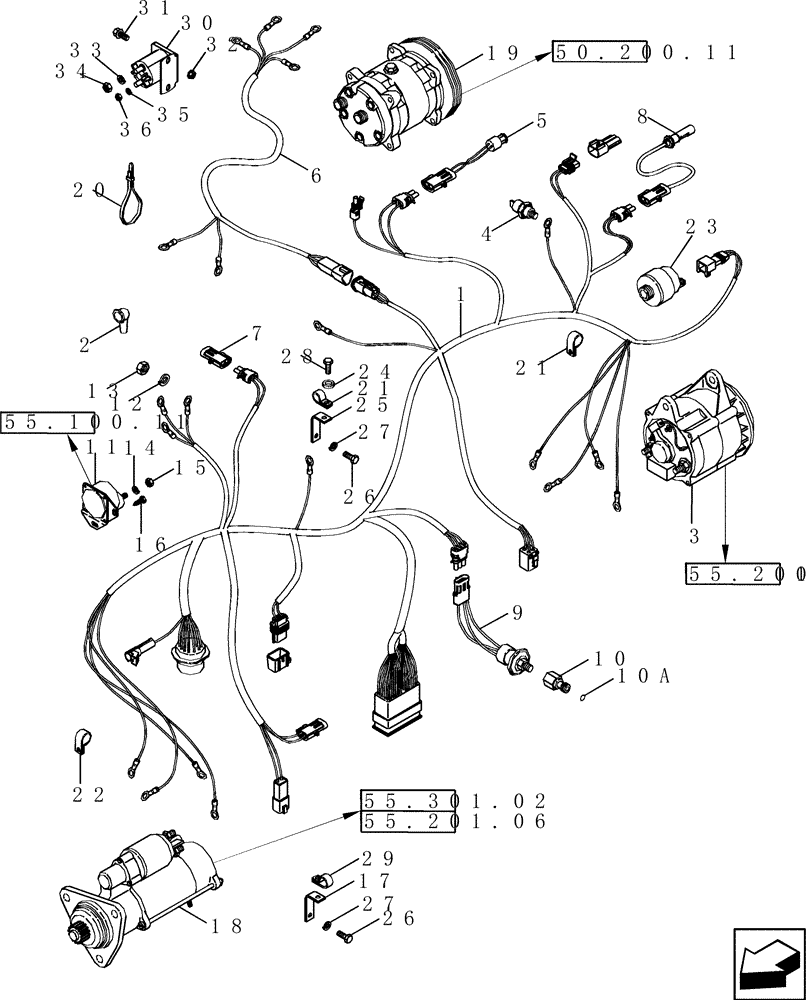 Схема запчастей Case IH 2588 - (55.100.01) - HARNESS, ENGINE (55) - ELECTRICAL SYSTEMS