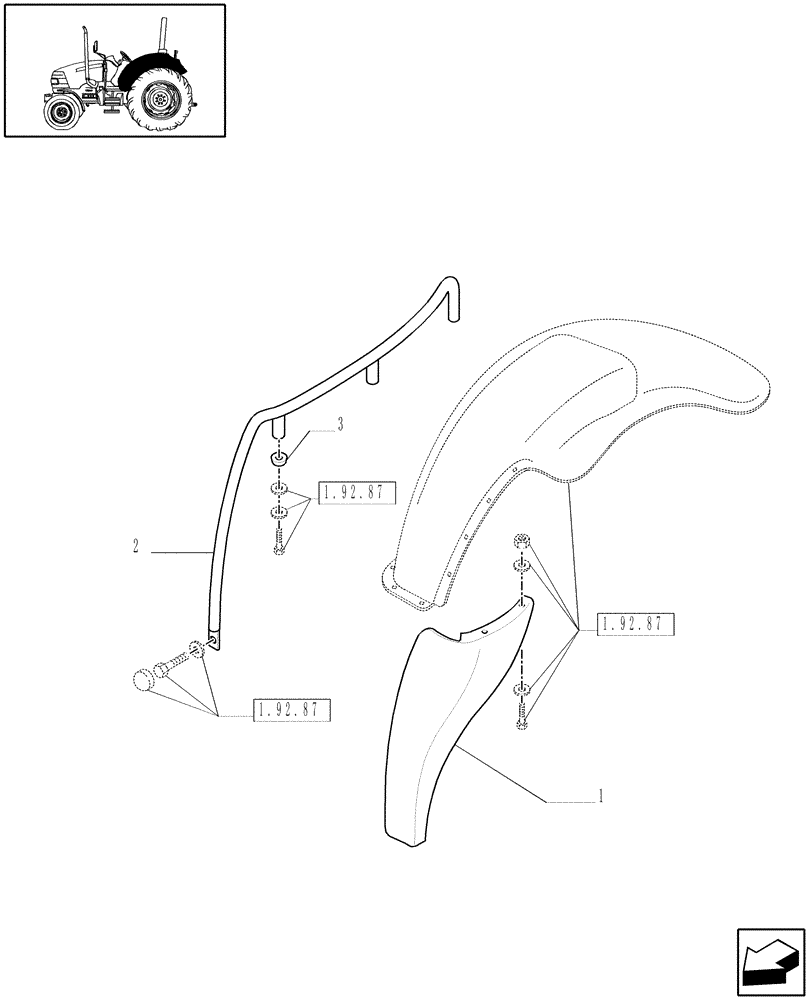 Схема запчастей Case IH JX80 - (1.92.87/06) - (VAR.189/1) REAR FENDERS IN LOW POSITION - L/CAB (10) - OPERATORS PLATFORM/CAB