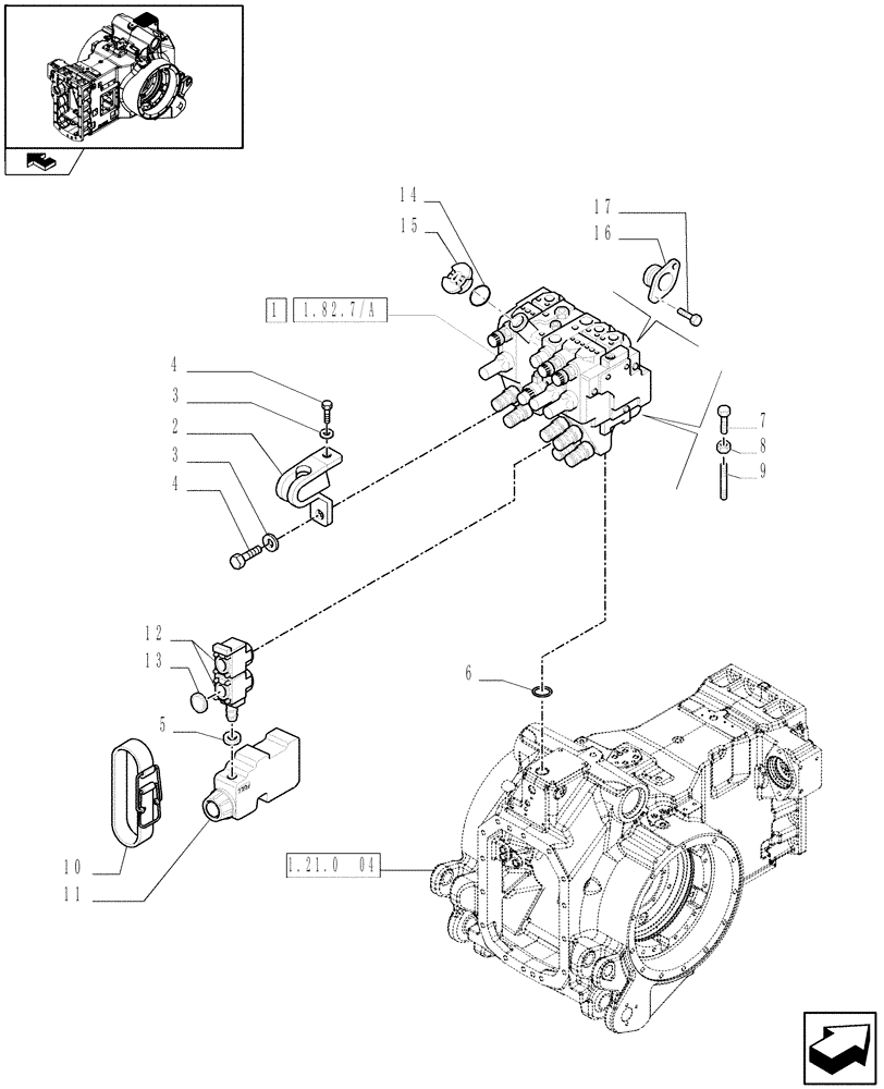 Схема запчастей Case IH PUMA 195 - (1.82.7) - REAR REMOTE CONTROL VALVES WITH 3 ELEMENTS (07) - HYDRAULIC SYSTEM