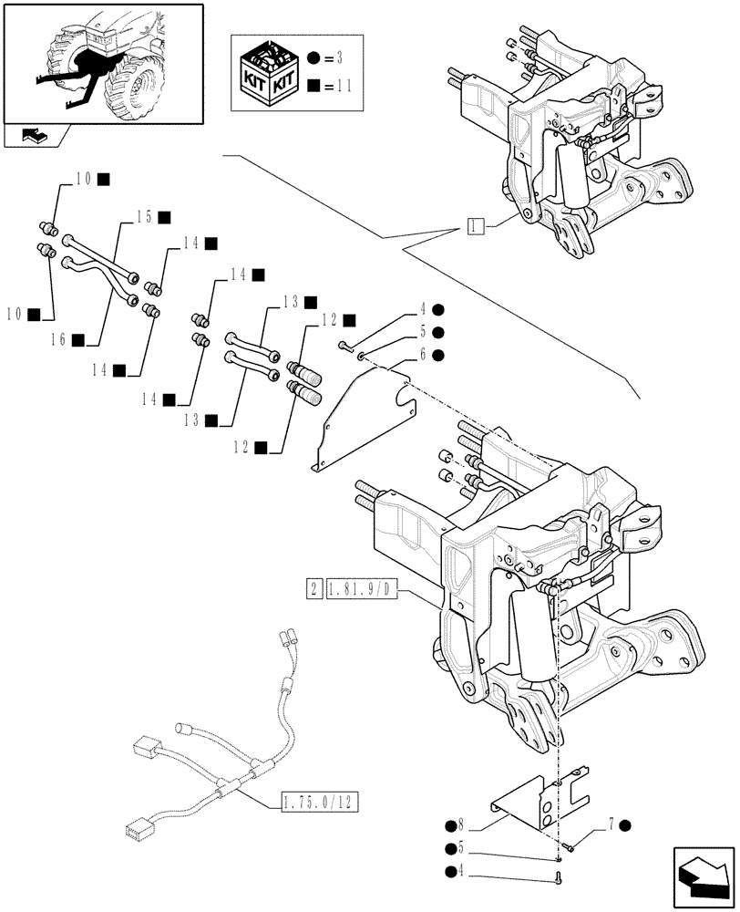 Схема запчастей Case IH PUMA 165 - (1.81.9/02B) - FRONT HPL - BREAKDOWN (07) - HYDRAULIC SYSTEM