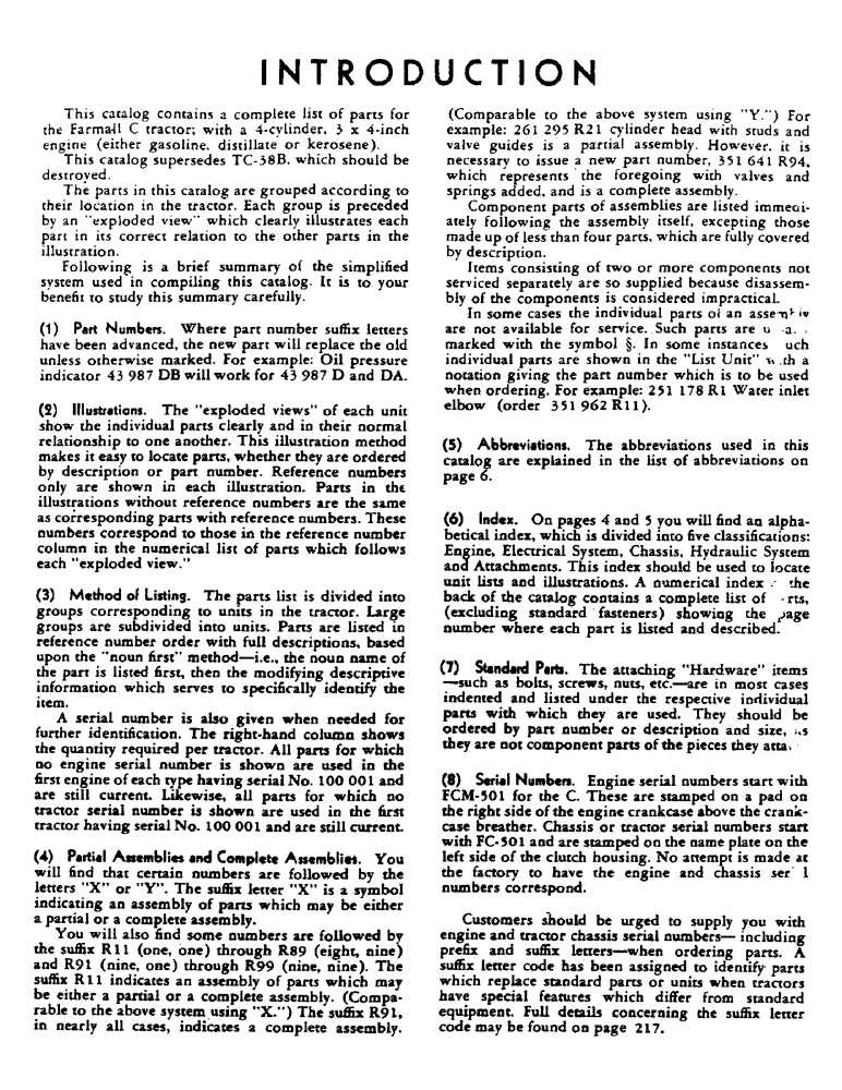 Схема запчастей Case IH FARMALL C - (001) - INTRODUCTION (00) - GENERAL