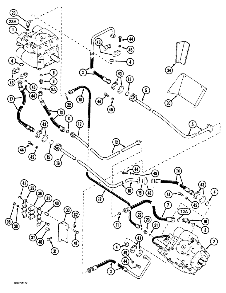 Схема запчастей Case IH 1660 - (6-12) - HYDROSTATIC PUMP AND MOTOR SYSTEM, TWO SPEED, P.I.N. JJC0041567 AND AFTER (03) - POWER TRAIN