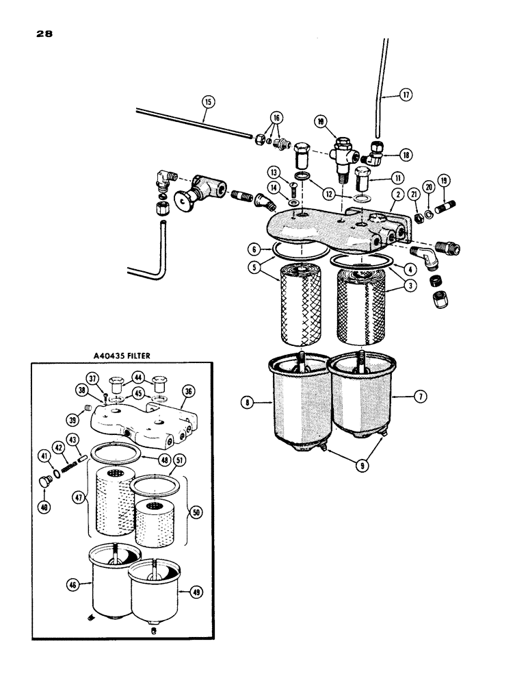 Схема запчастей Case IH 930-SERIES - (028) - A23690 PRIMARY FILTER AND LINES, DIESEL ENGINE (03) - FUEL SYSTEM