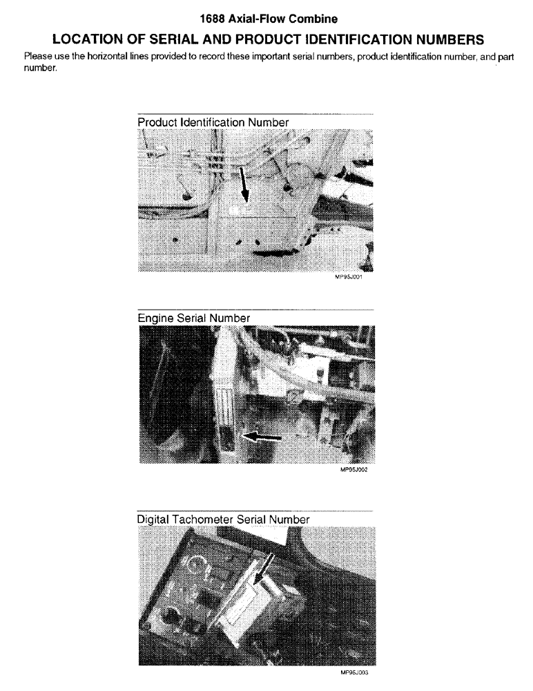 Схема запчастей Case IH 1688 - (1-02) - LOCATION OF SERIAL AND PRODUCT IDENTIFICATION NUMBERS (00) - PICTORIAL INDEX