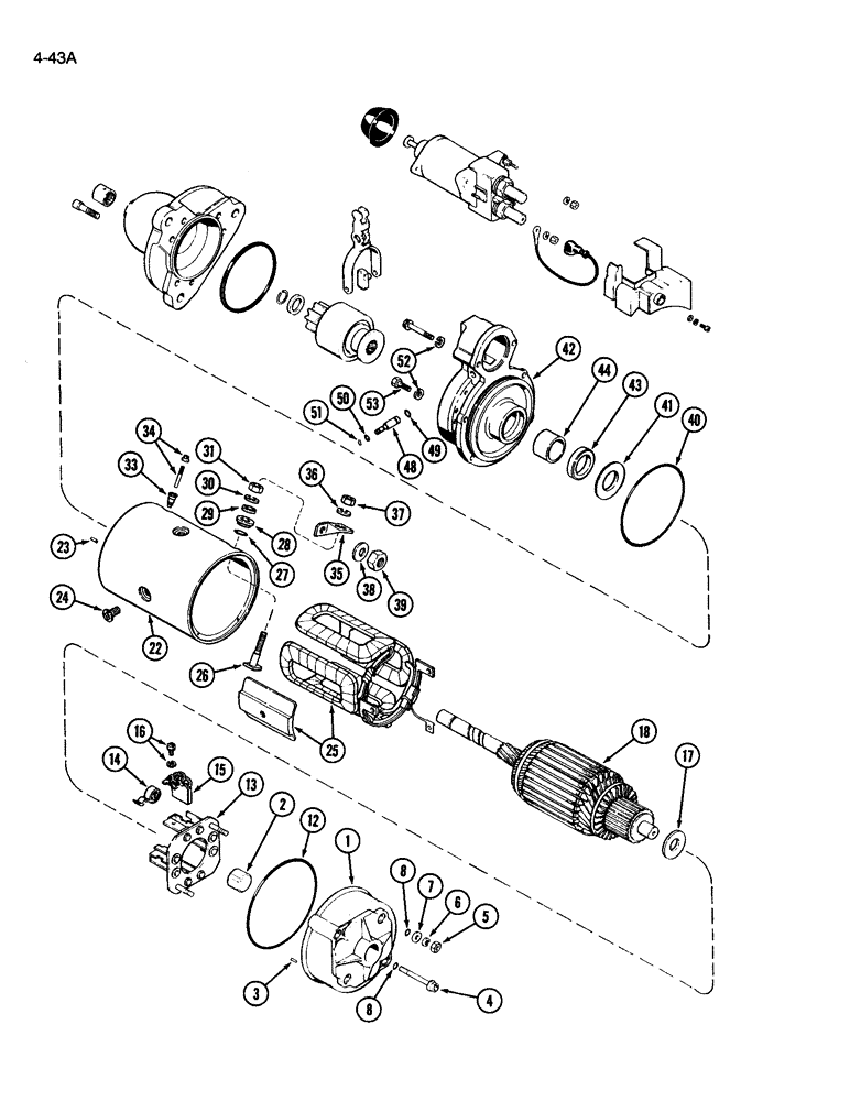 Схема запчастей Case IH 3594 - (4-043A) - STARTER ASSEMBLY (04) - ELECTRICAL SYSTEMS