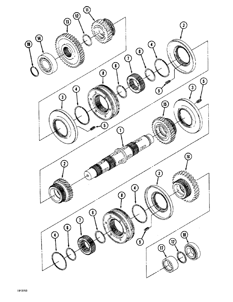 Схема запчастей Case IH 9280 - (6-054) - SYNCHROMESH TRANSMISSION ASSEMBLY SPEED SHAFT ASSEMBLY (06) - POWER TRAIN