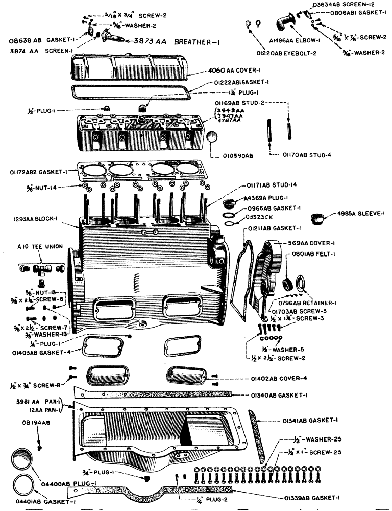 Схема запчастей Case IH LA-SERIES - (001) - CYLINDER HEAD, CYLINDER BLOCK AND OIL PAN (02) - ENGINE