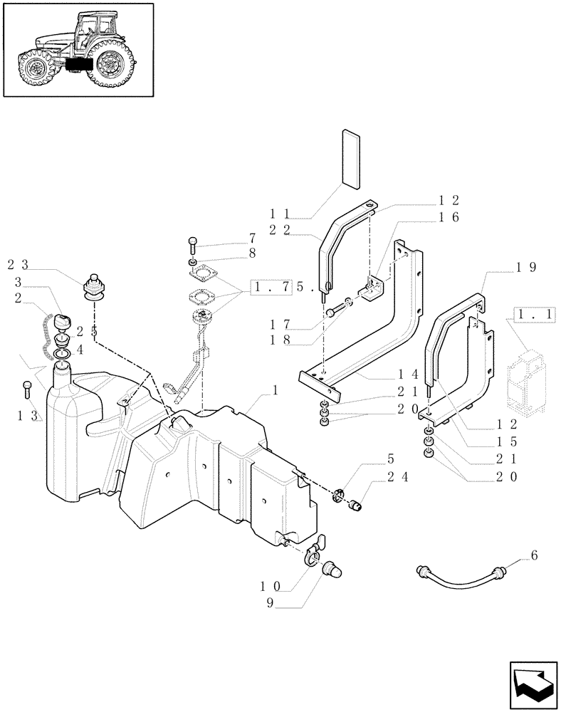 Схема запчастей Case IH MAXXUM 115 - (1.14.0[02]) - FUEL TANK AND RELATED PARTS - C6240 (02) - ENGINE EQUIPMENT