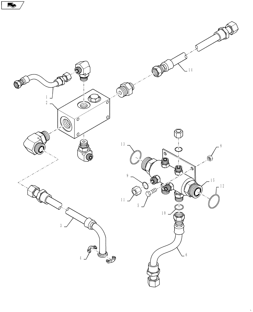 Схема запчастей Case IH 4420 - (06-028) - MANIFOLD GROUP Hydraulic Plumbing