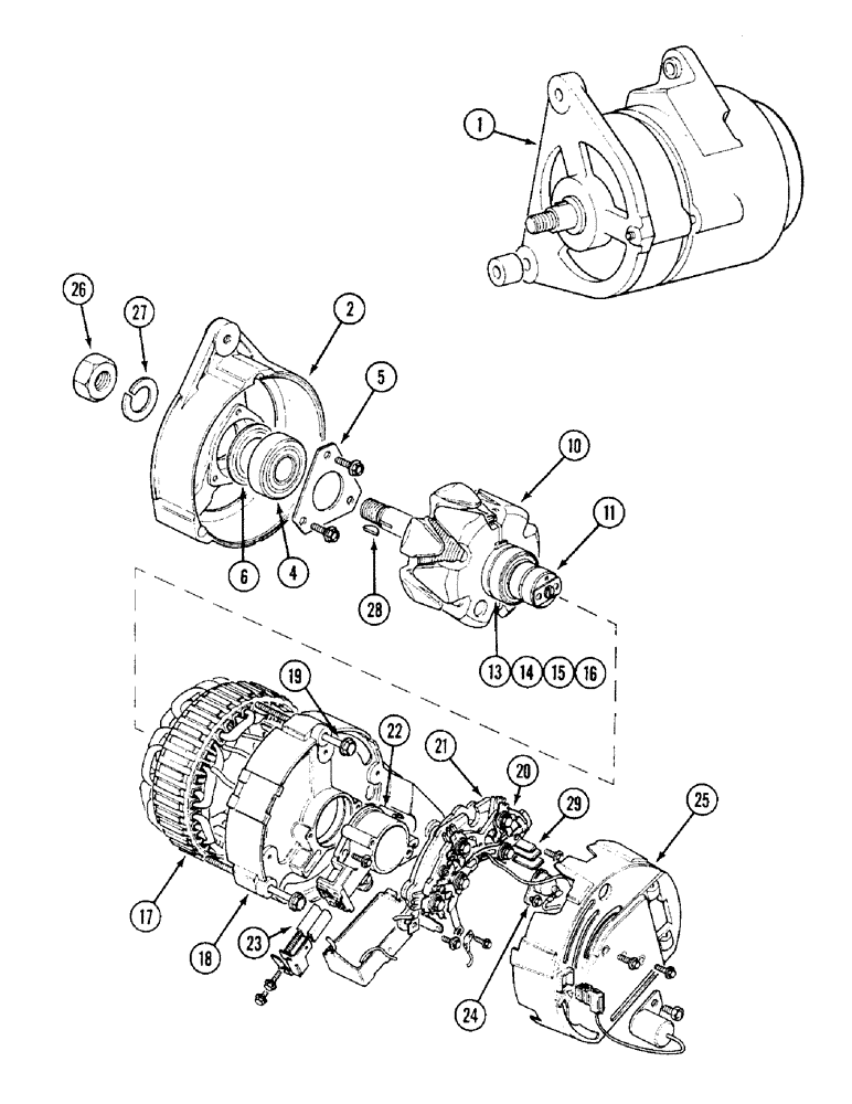 Схема запчастей Case IH 1394 - (4-074) - ALTERNATOR ASSEMBLY, ENGINES PRIOR TO P.I.N. 11399939, NORTH AMERICA ONLY (04) - ELECTRICAL SYSTEMS