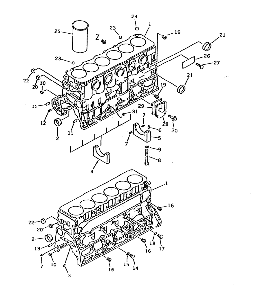 Схема запчастей Case IH 7700 - (C01-10) - CYLINDER BLOCK (KOMATSU) Engine & Engine Attachments