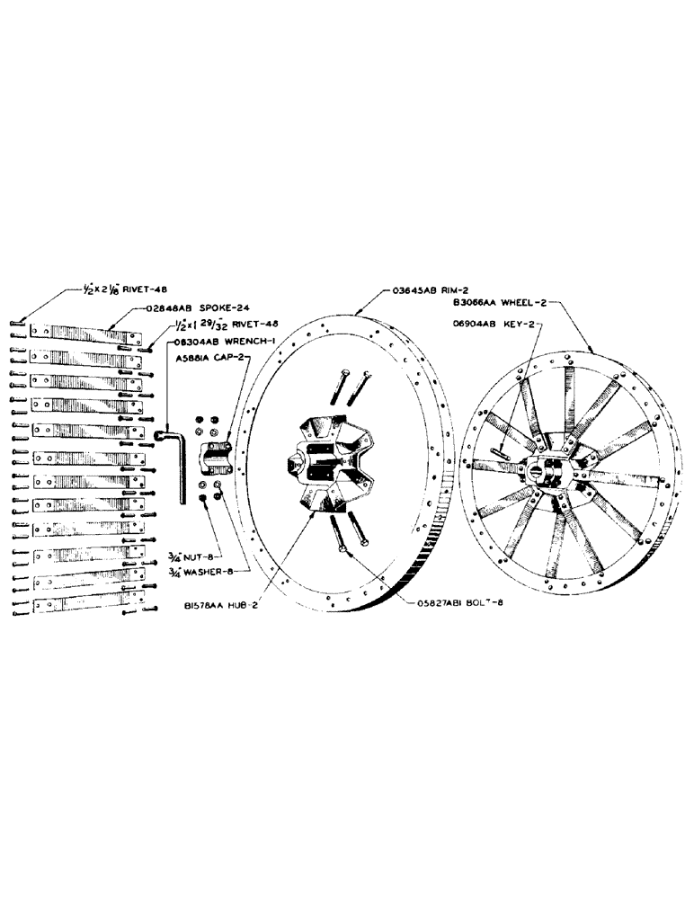 Схема запчастей Case IH SC-SERIES - (069) - REAR WHEEL, STEEL, FOR SC TRACTOR (06) - POWER TRAIN