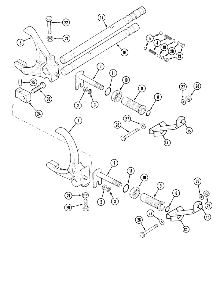 Схема запчастей Case IH MX120 - (06-15) - RANGE SHIFT LINKAGE (06) - POWER TRAIN