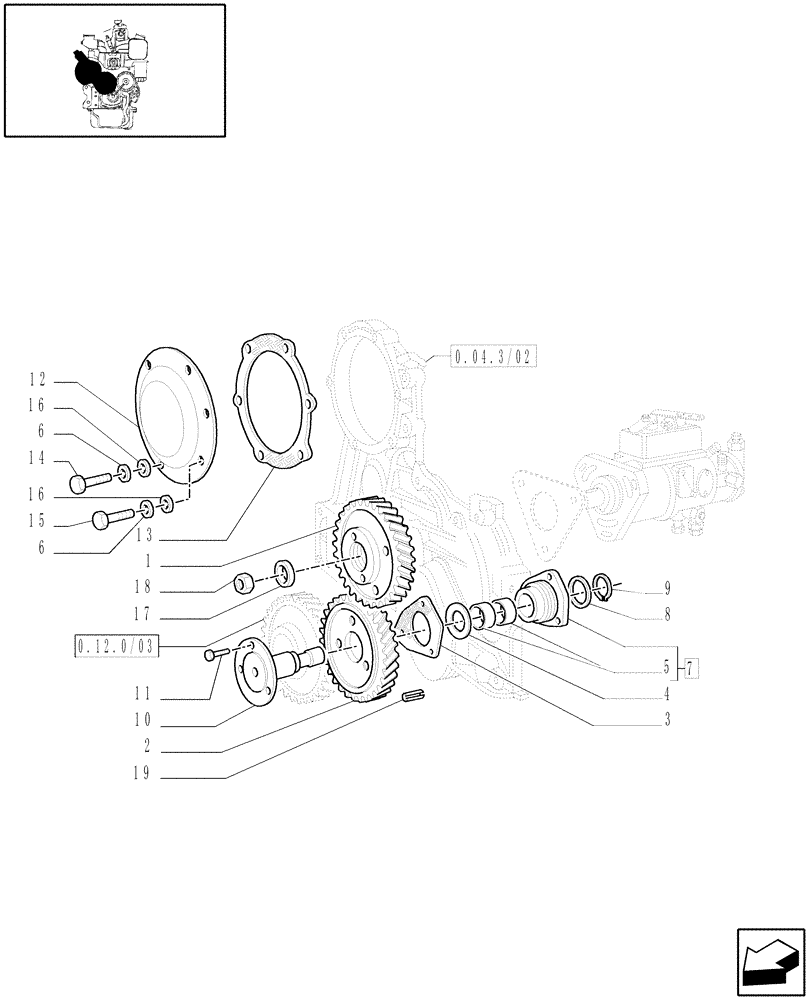 Схема запчастей Case IH JX95 - (0.14.0/04[02]) - (VAR.319-747) TTF ENGINE TIER2 - INJECTION PUMP (01) - ENGINE