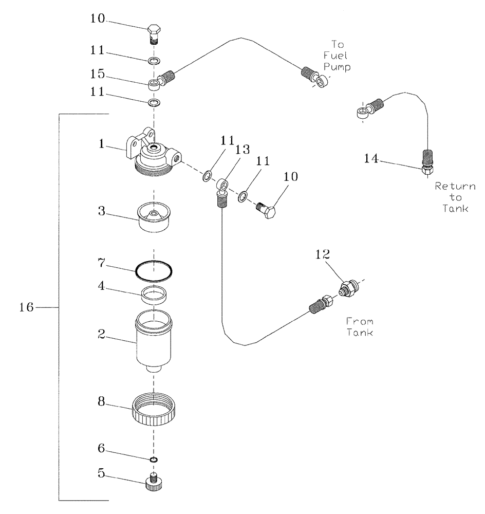 Схема запчастей Case IH 7700 - (C01[02]) - WATER SEPARATOR AND FUEL LINES, 108 Engine & Engine Attachments