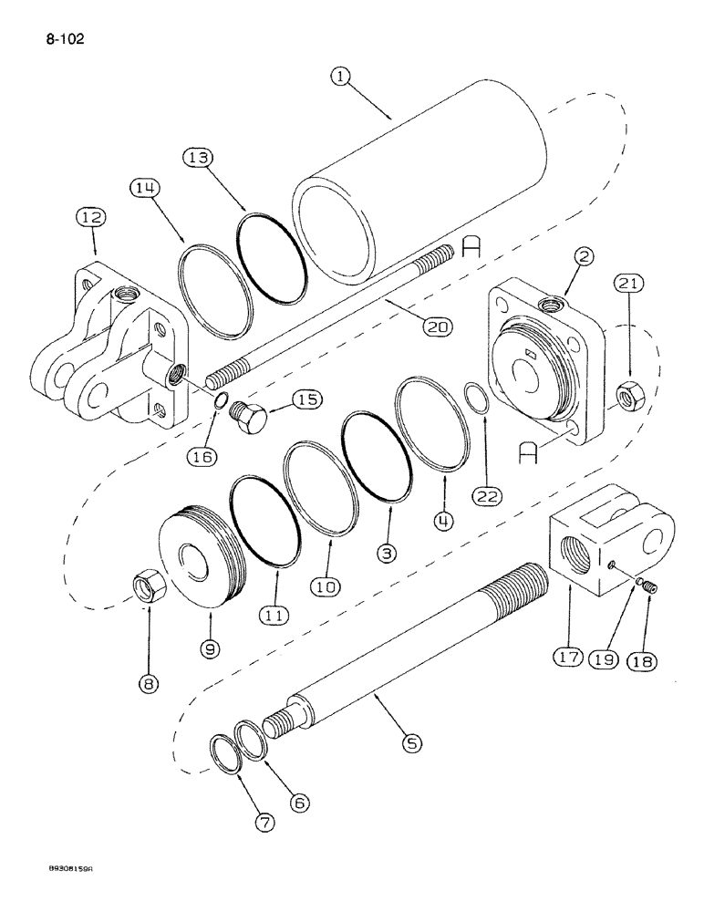 Схема запчастей Case IH 950 - (8-102) - HYDRAULIC CYLINDER, 1272148C91, TONGUE, 24 ROW NARROW, FRONT FOLD (08) - HYDRAULICS