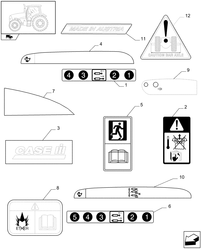 Схема запчастей Case IH PUMA 210 - (1.98.0[02]) - DECALS (13) - DECALS
