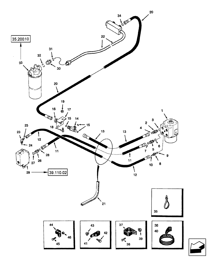 Схема запчастей Case IH 2577 - (41.204.01) - HYDRAULICS - STEERING SUPPLY AND RETURN (41) - STEERING