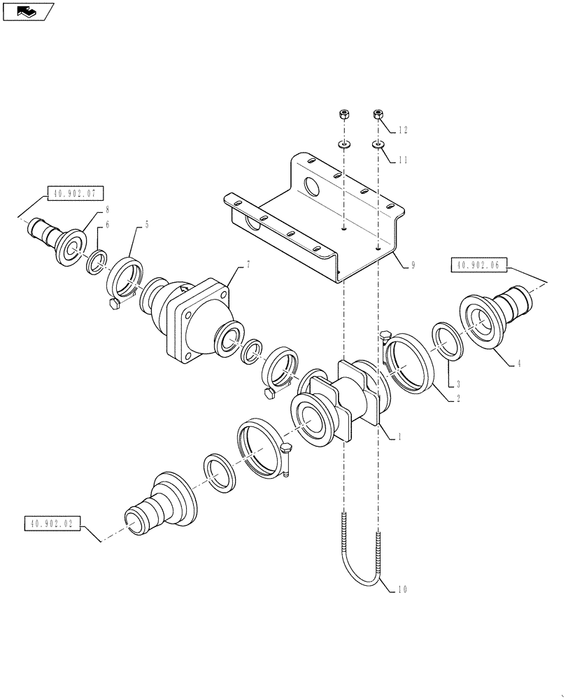 Схема запчастей Case IH 4430 - (40.902.08) - PSI RELIEF PLUMBING (40 ) - PLUMBING