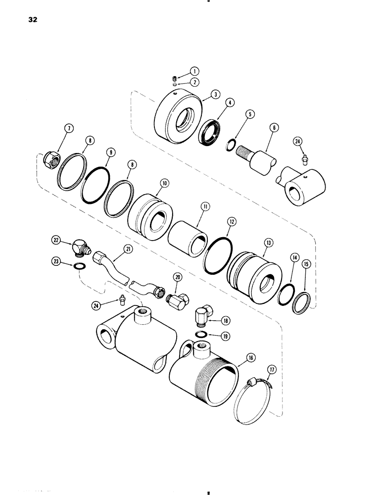 Схема запчастей Case IH 70 - (32) - T53894 CYLINDER (35) - HYDRAULIC SYSTEMS