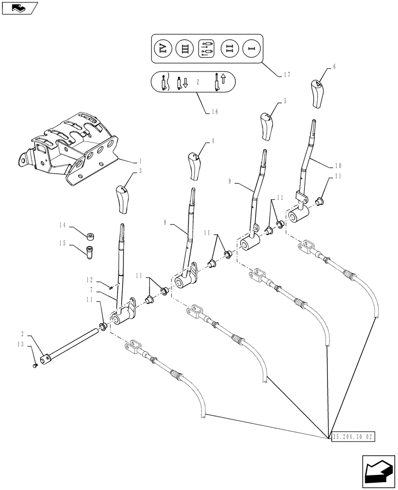 Схема запчастей Case IH PUMA 145 - (35.204.30[01]) - VAR - 743685, 333845, 336845 - 4-LEVER REAR CONTROL (35) - HYDRAULIC SYSTEMS