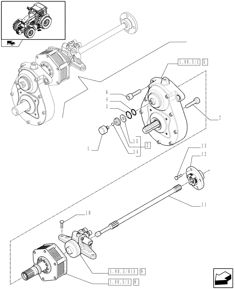 Схема запчастей Case IH PUMA 140 - (1.80.5/02[01]) - INTEGRATED FRONT HPL WITH PTO - PTO, CLUTCH AND CYLINDER - D6519 (VAR.333648-334648-335648) (07) - HYDRAULIC SYSTEM