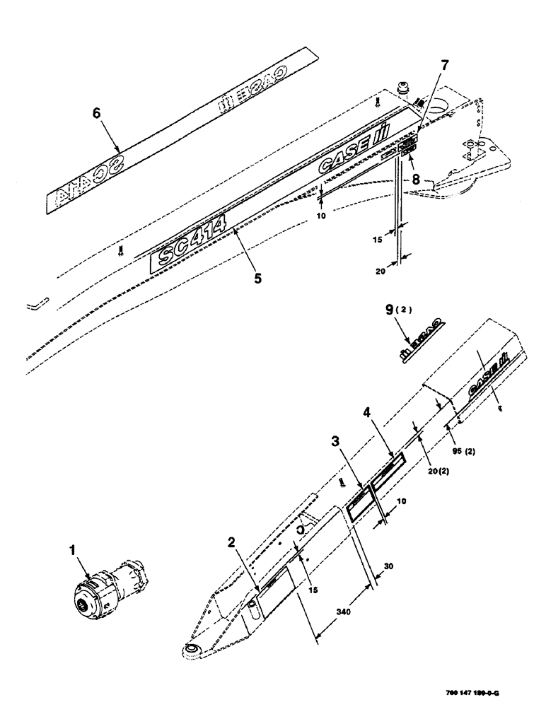 Схема запчастей Case IH SC414 - (9-02) - DECALS AND LOCATION DIAGRAM, SC414D (09) - CHASSIS