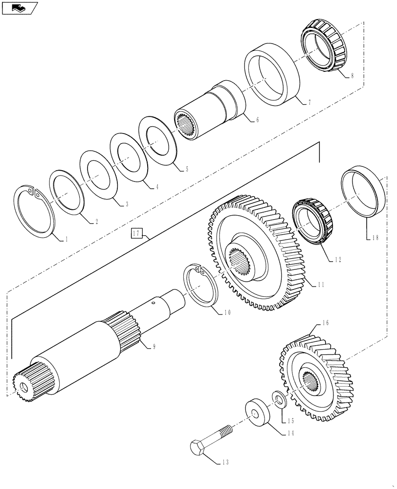 Схема запчастей Case IH MX150 - (06-05) - TRANSMISSION MAIN SHAFT (21) - TRANSMISSION